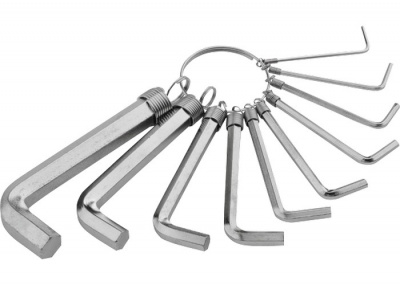 Набор ключей имбусовых HEX, 1,5-10 мм, CrV, 10 шт, никелированный, на кольце Sparta купить в Хабаровске интернет магазин СТРОЙКИН