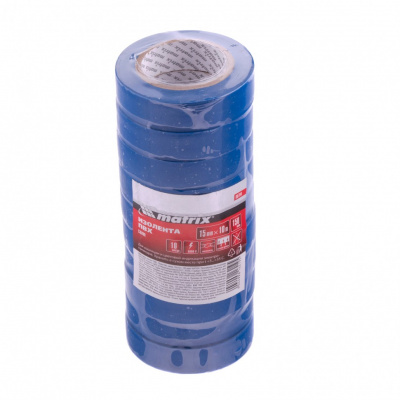 Набор изолент ПВХ 15 мм х 10 м, синяя, в упаковке 10 шт, 150 мкм Matrix купить в Хабаровске интернет магазин СТРОЙКИН