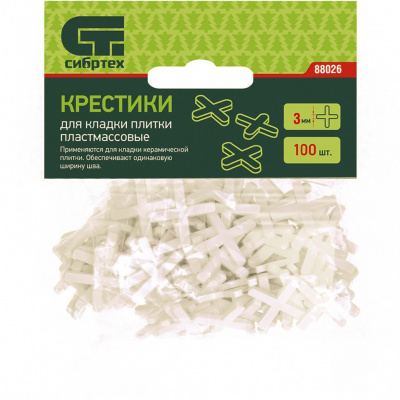 Крестики 3 мм, для кладки плитки, 100 шт Сибртех купить в Хабаровске интернет магазин СТРОЙКИН